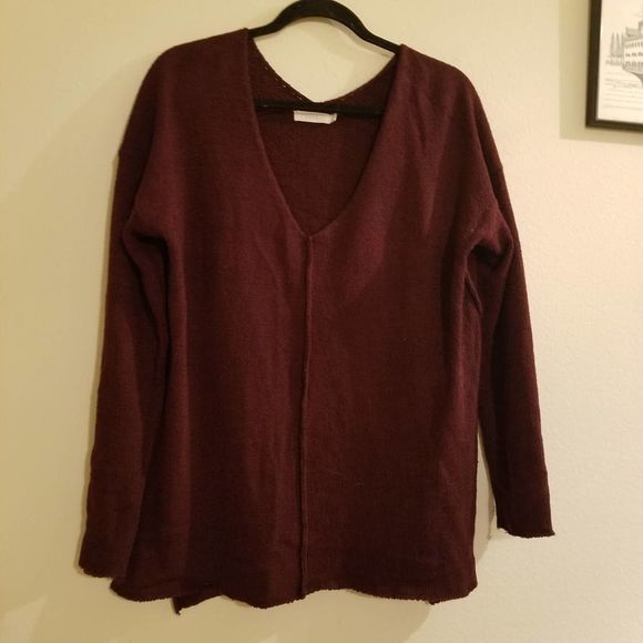 Lush Maroon large L tunic sweater pullover knit - Picture 1 of 7